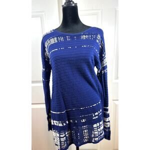 Nic+Zoe tunic stretchy M Royal Blue White accents